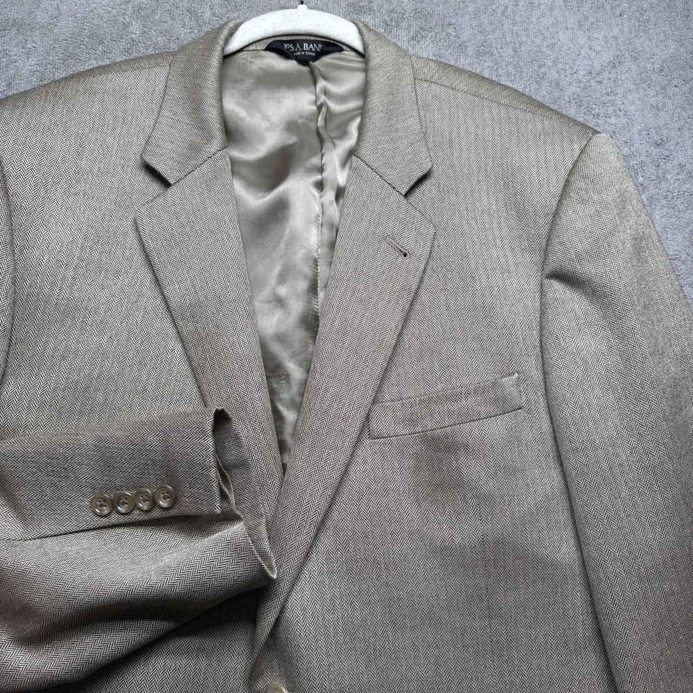 Jos A Bank mens beige camel‎ hair silk blazer sport coat classic fit 44R